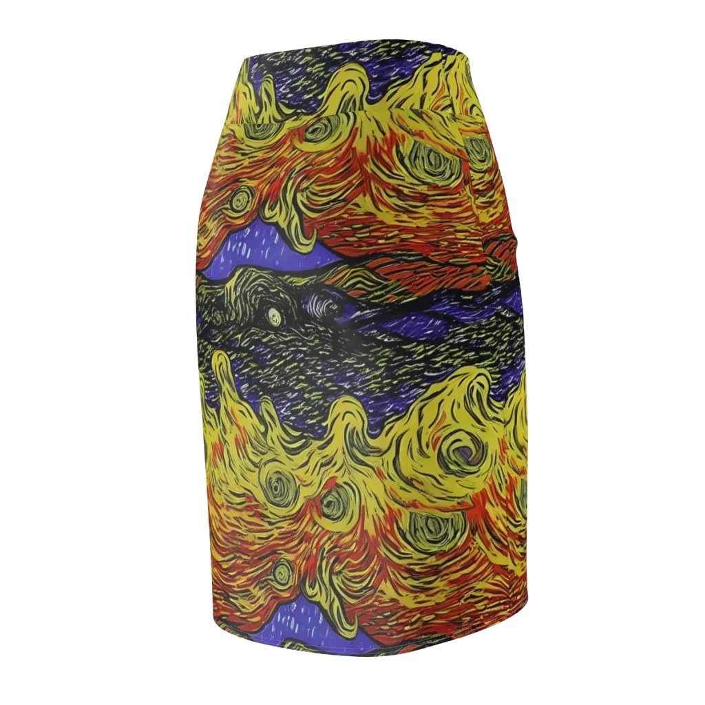 Dancing Solar Flare on Pencil Skirt — Back Side