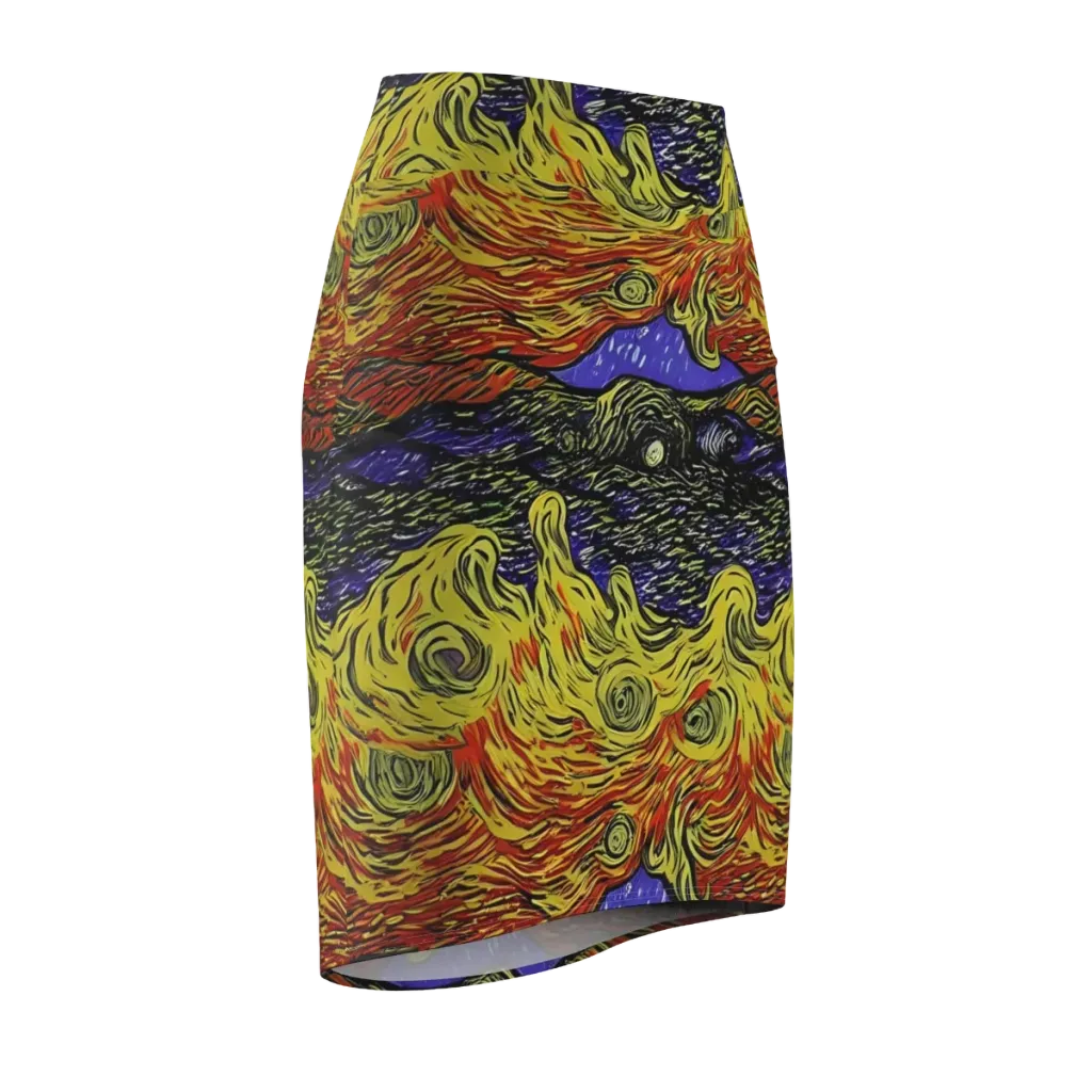 Dancing Solar Flare on Pencil Skirt — Front Side