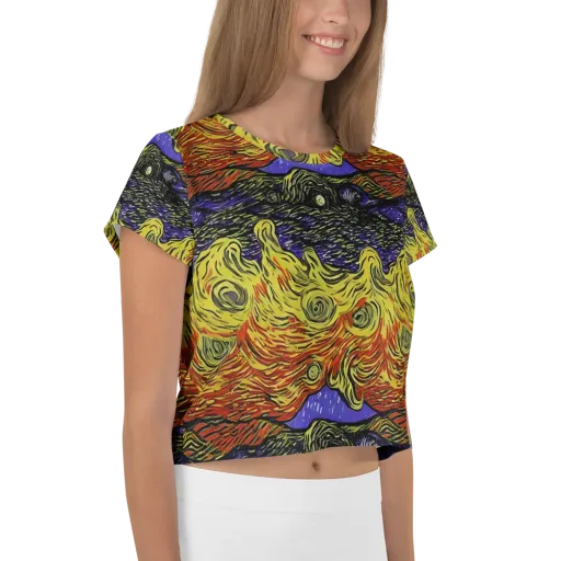 Dancing Solar Flare on a Crop Tee