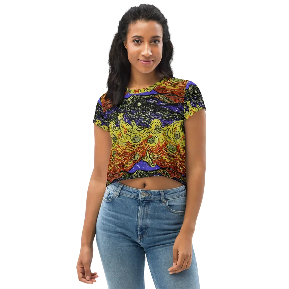 Dancing Solar Flare on Crop Tee — Front