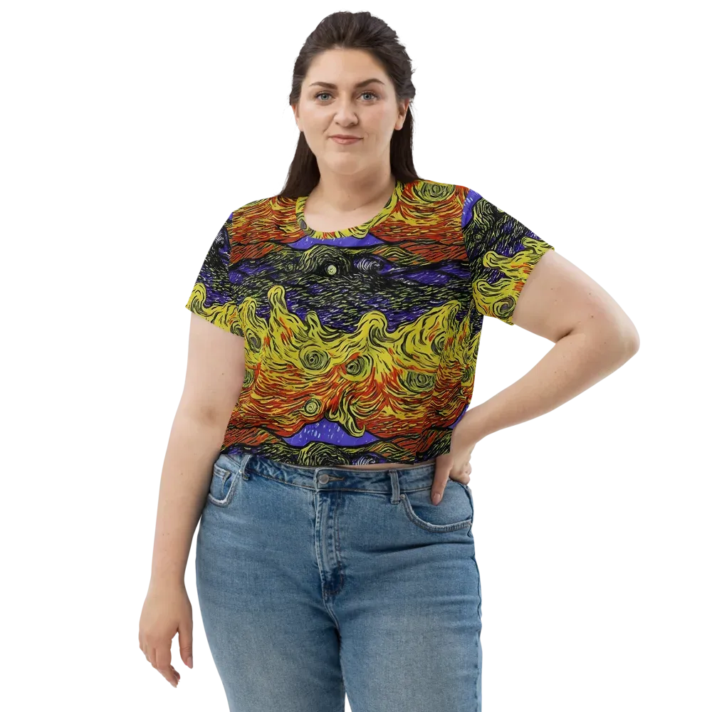 Dancing Solar Flare on Crop Tee — Front