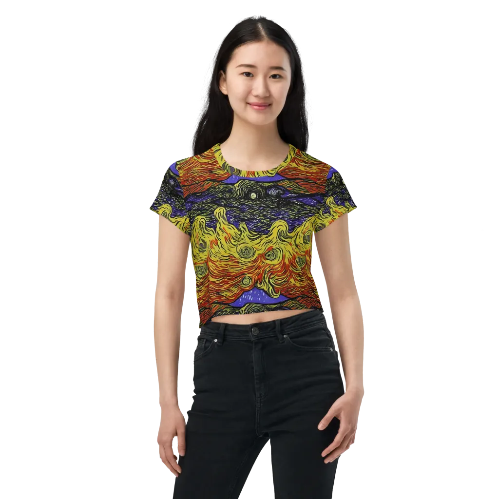 Dancing Solar Flare on Crop Tee — Front