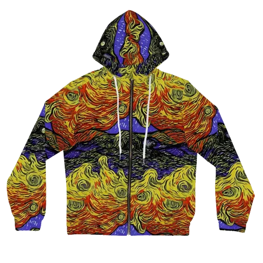 Dancing Solar Flare on a Women's Full-Zip Hoodie