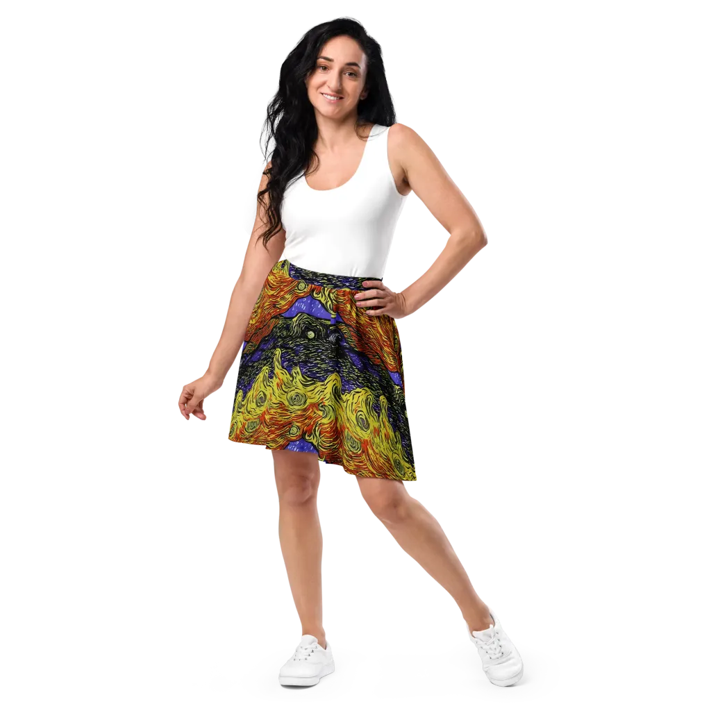 Dancing Solar Flare on Skater Skirt — Front