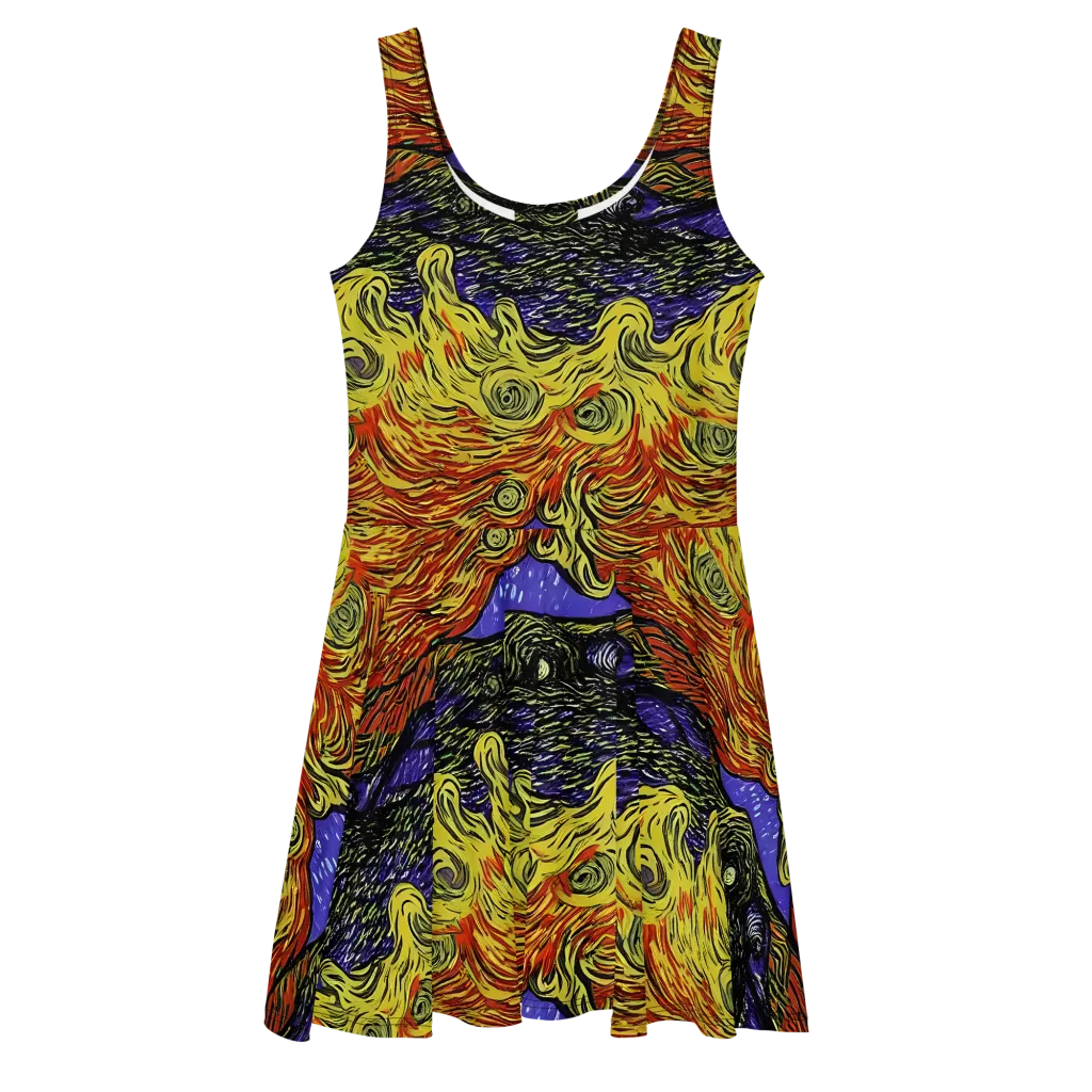 Dancing Solar Flare on Skater Dress — Front