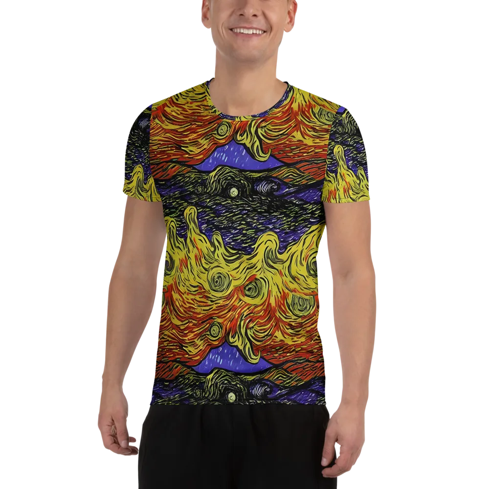 Dancing Solar Flare on Men's Athletic T-Shirt — Front