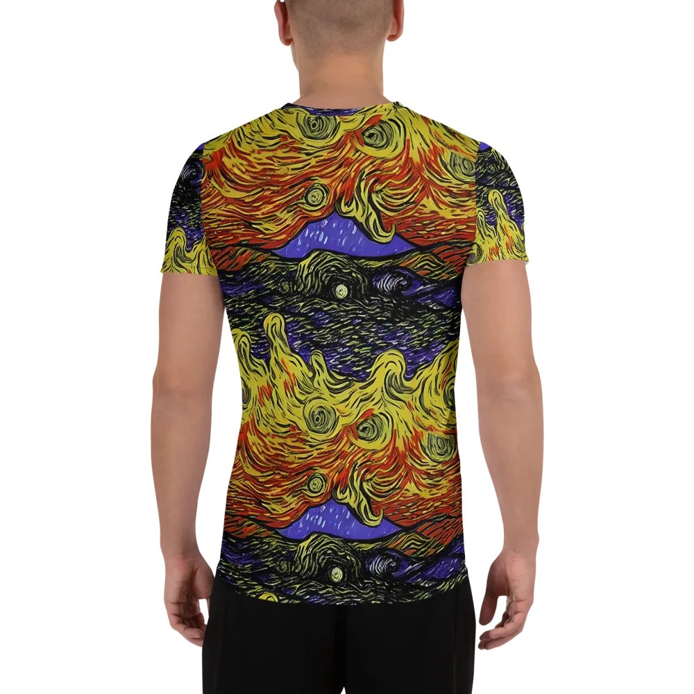 Dancing Solar Flare on Men's Athletic T-Shirt — Back