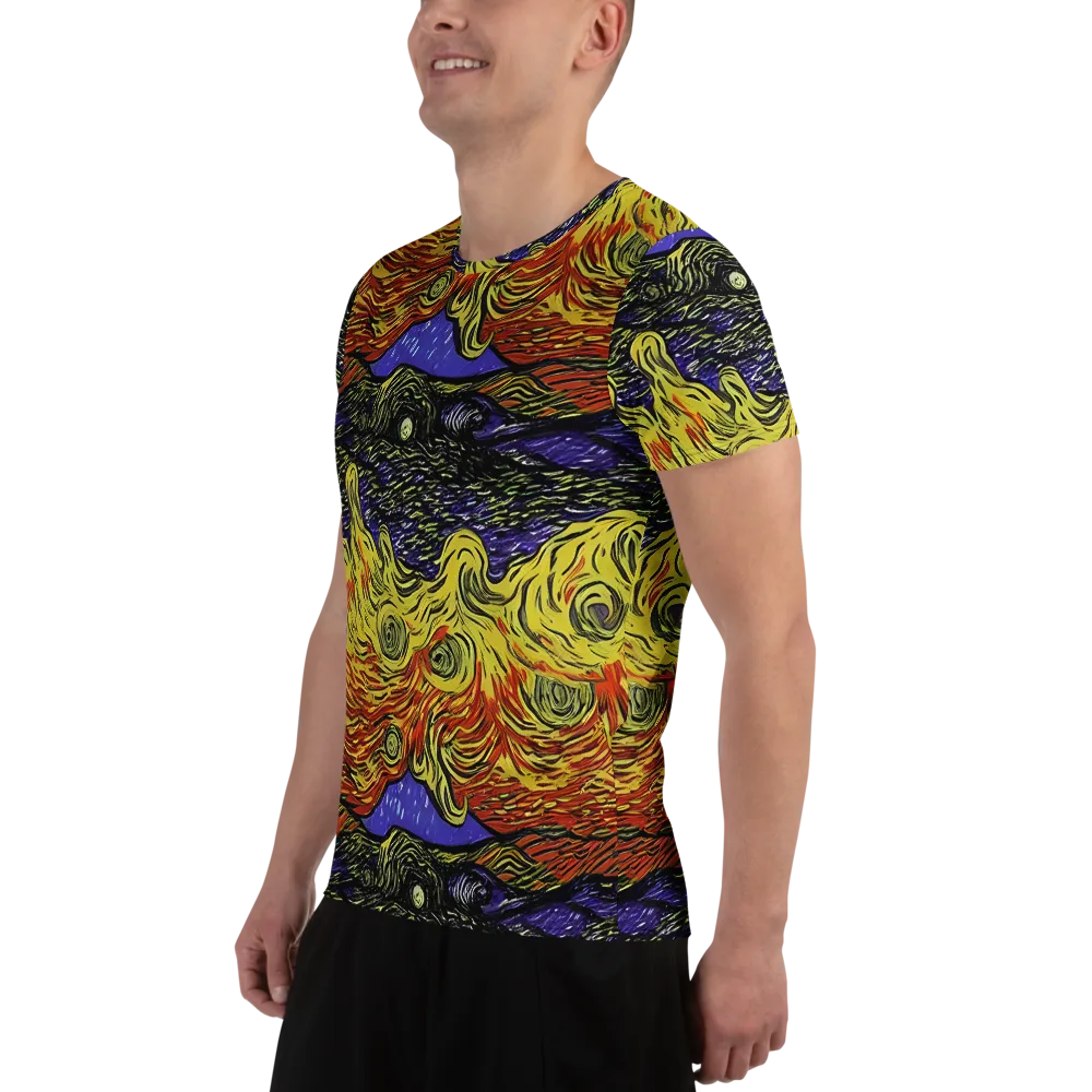 Dancing Solar Flare on Men's Athletic T-Shirt — Left
