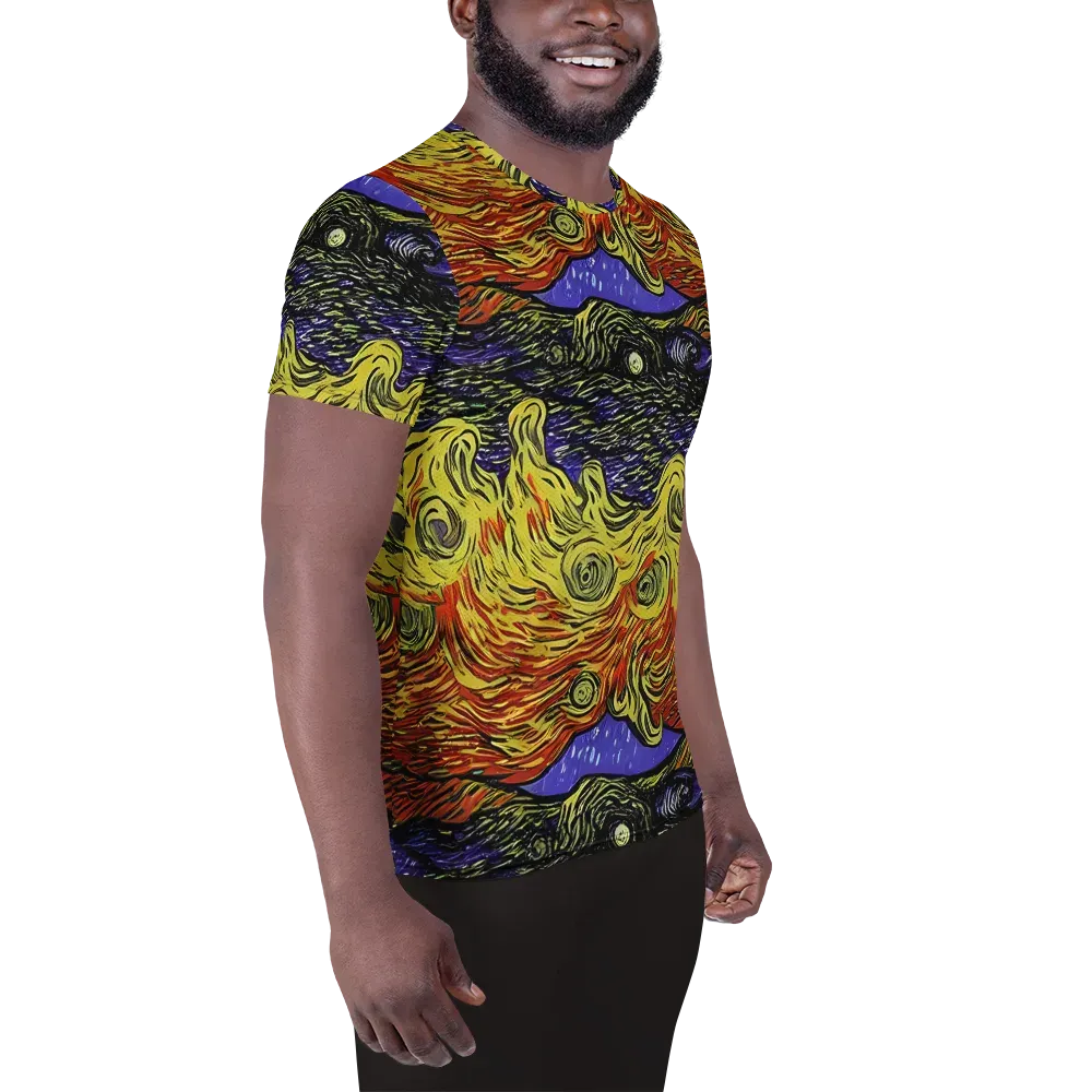 Dancing Solar Flare on Men's Athletic T-Shirt — Right