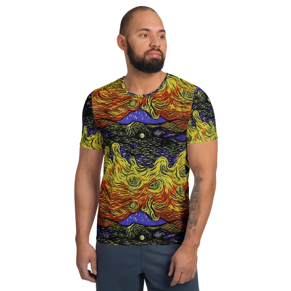 Dancing Solar Flare on Men's Athletic T-Shirt — Front