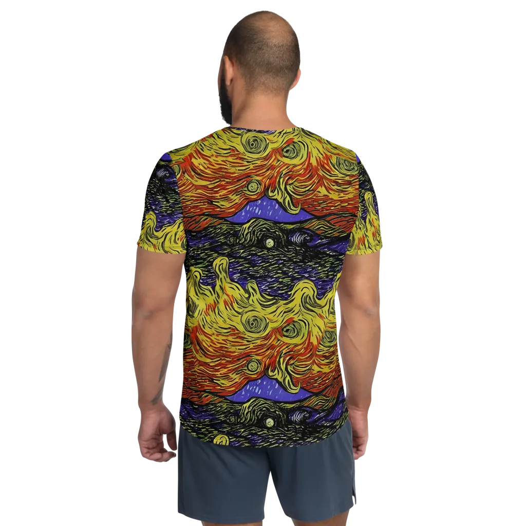 Dancing Solar Flare on Men's Athletic T-Shirt — Back