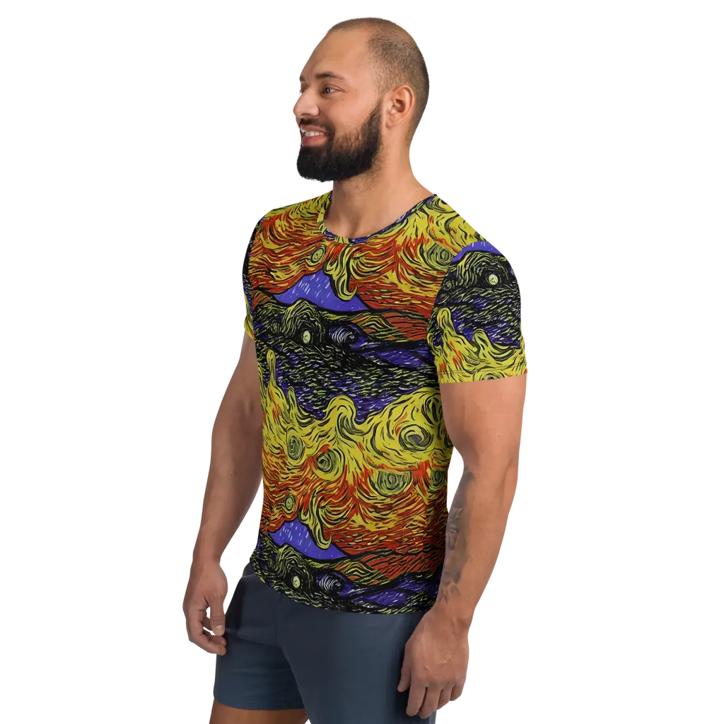 Dancing Solar Flare on Men's Athletic T-Shirt — Left