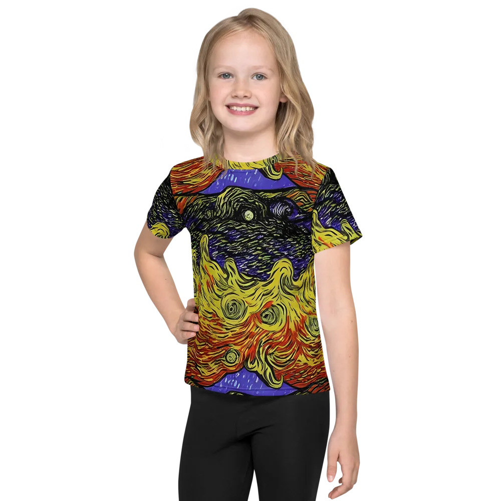 Dancing Solar Flare on Kids Crew Neck T-Shirt — Front