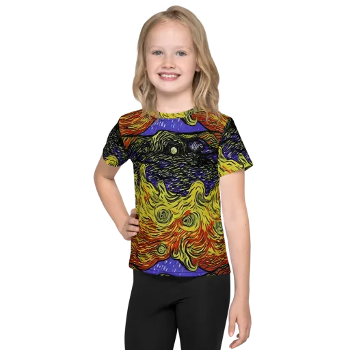 Dancing Solar Flare on a Kids Crew Neck T-Shirt