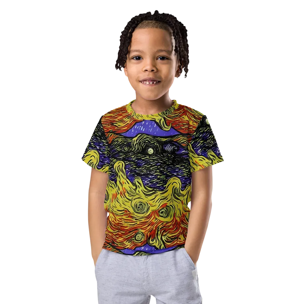 Dancing Solar Flare on Kids Crew Neck T-Shirt — Front