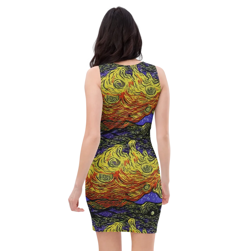 Dancing Solar Flare on Bodycon Dress — Back