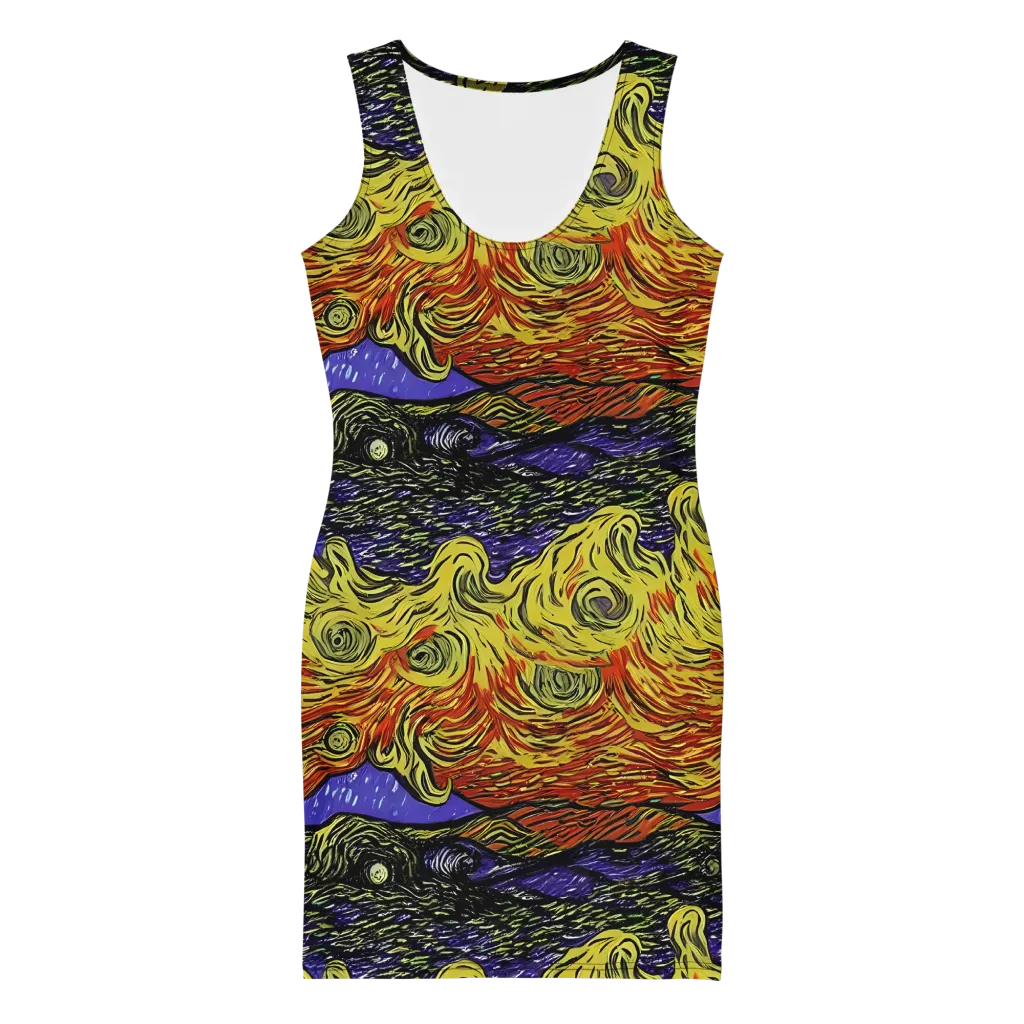Dancing Solar Flare on Bodycon Dress — Front