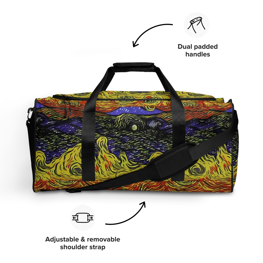 Dancing Solar Flare on Duffle Bag — Front