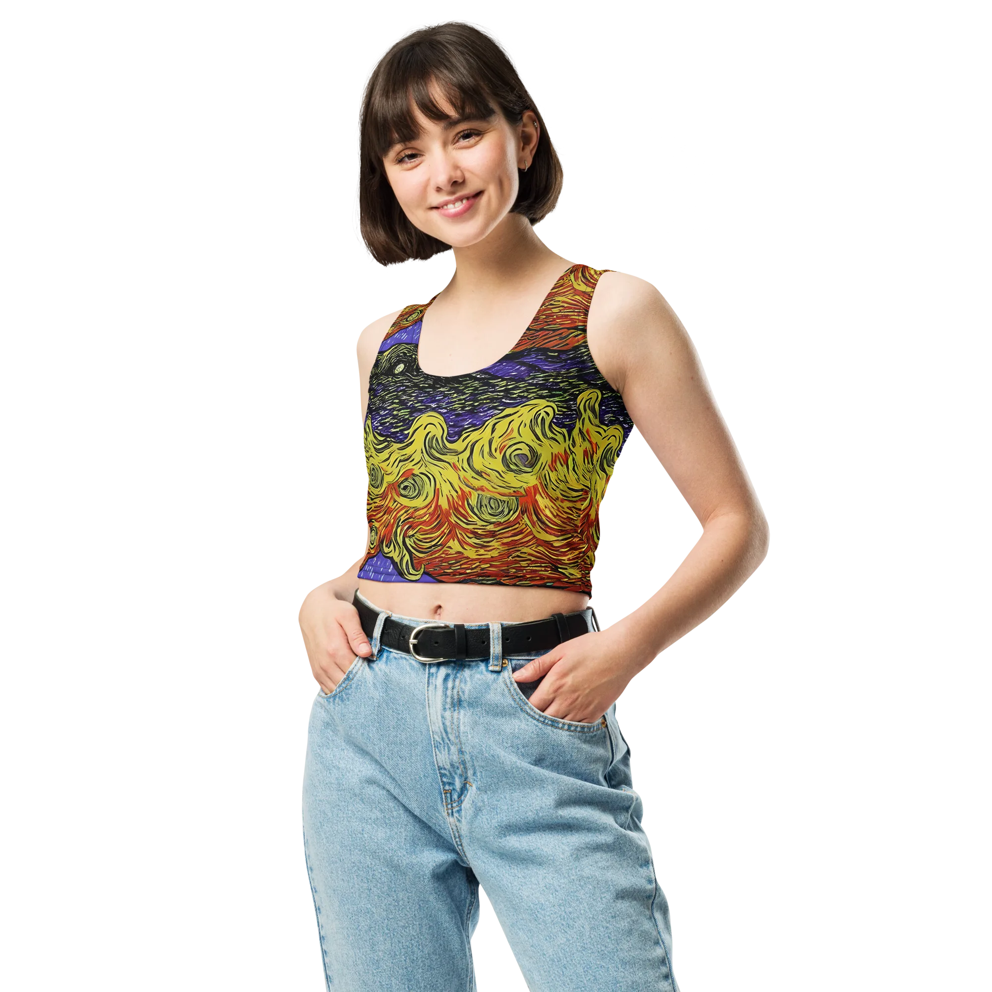 Dancing Solar Flare on Crop Top — Front