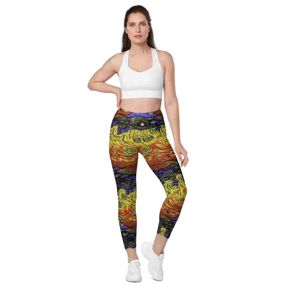 Dancing Solar Flare on Leggings with Pockets — Front