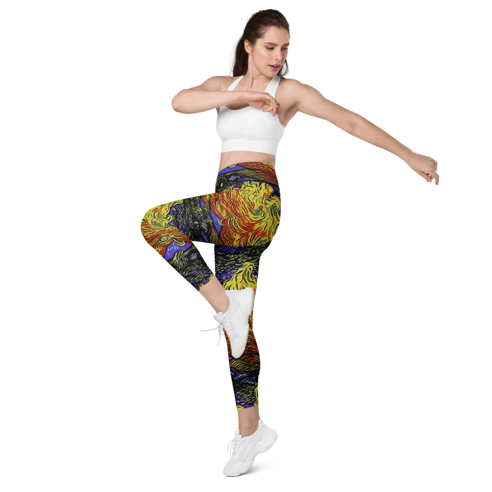 Dancing Solar Flare on Leggings with Pockets — Left Front