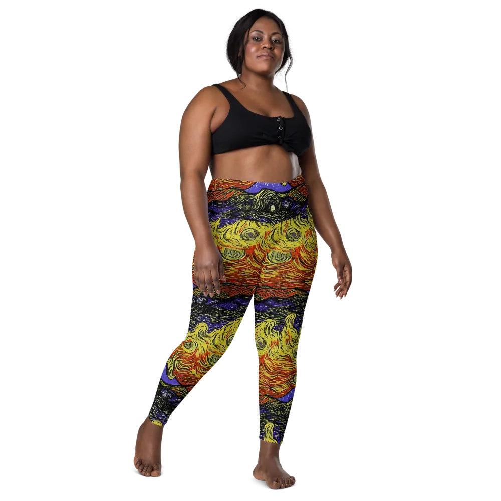Dancing Solar Flare on Leggings with Pockets — Front