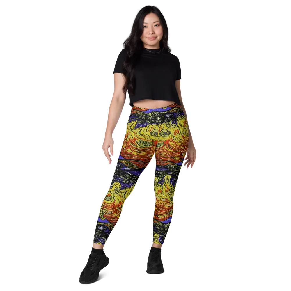 Dancing Solar Flare on Leggings with Pockets — Front