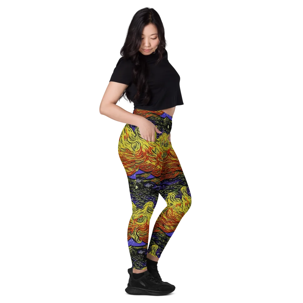 Dancing Solar Flare on Leggings with Pockets — Right