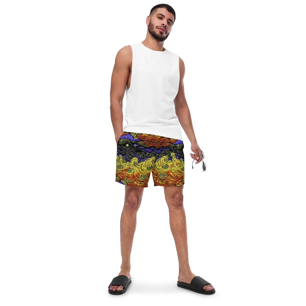 Dancing Solar Flare on Swim Trunks — Front