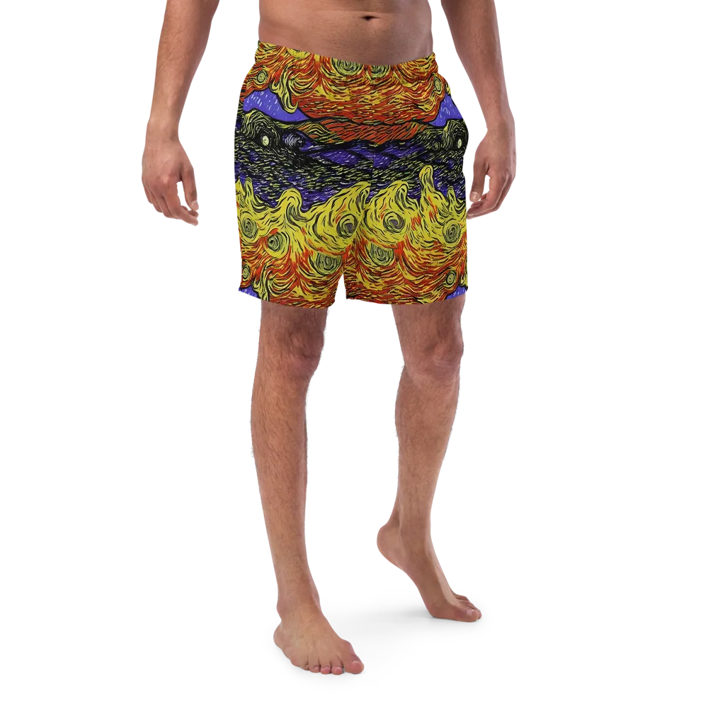 Dancing Solar Flare on Swim Trunks — Front