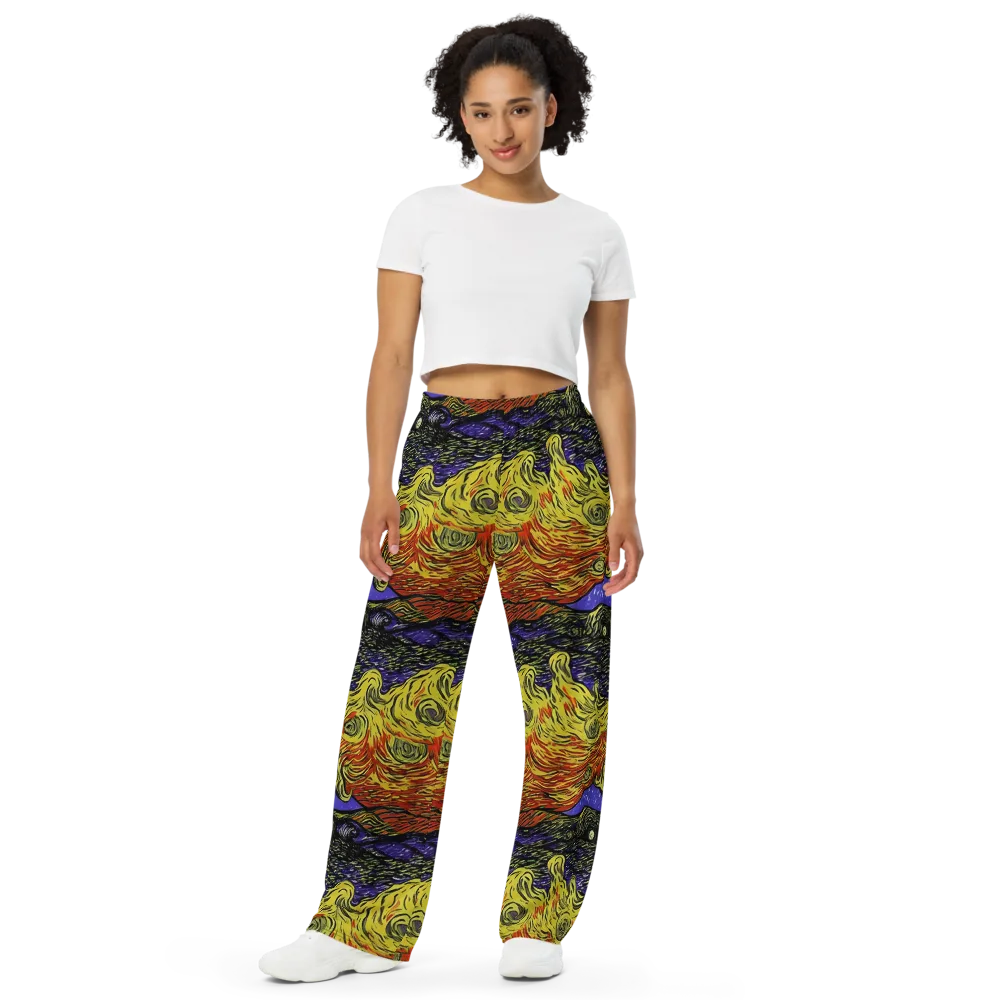 Dancing Solar Flare on Wide-Leg Pants — Front