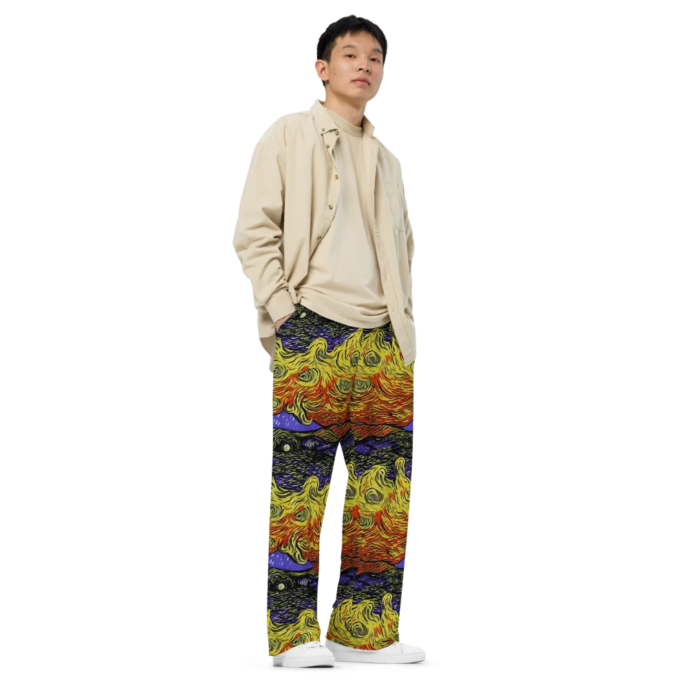 Dancing Solar Flare on Wide-Leg Pants — Right Front