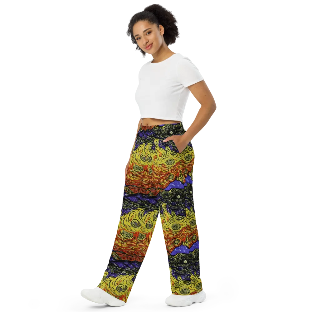 Dancing Solar Flare on Wide-Leg Pants — Left Front