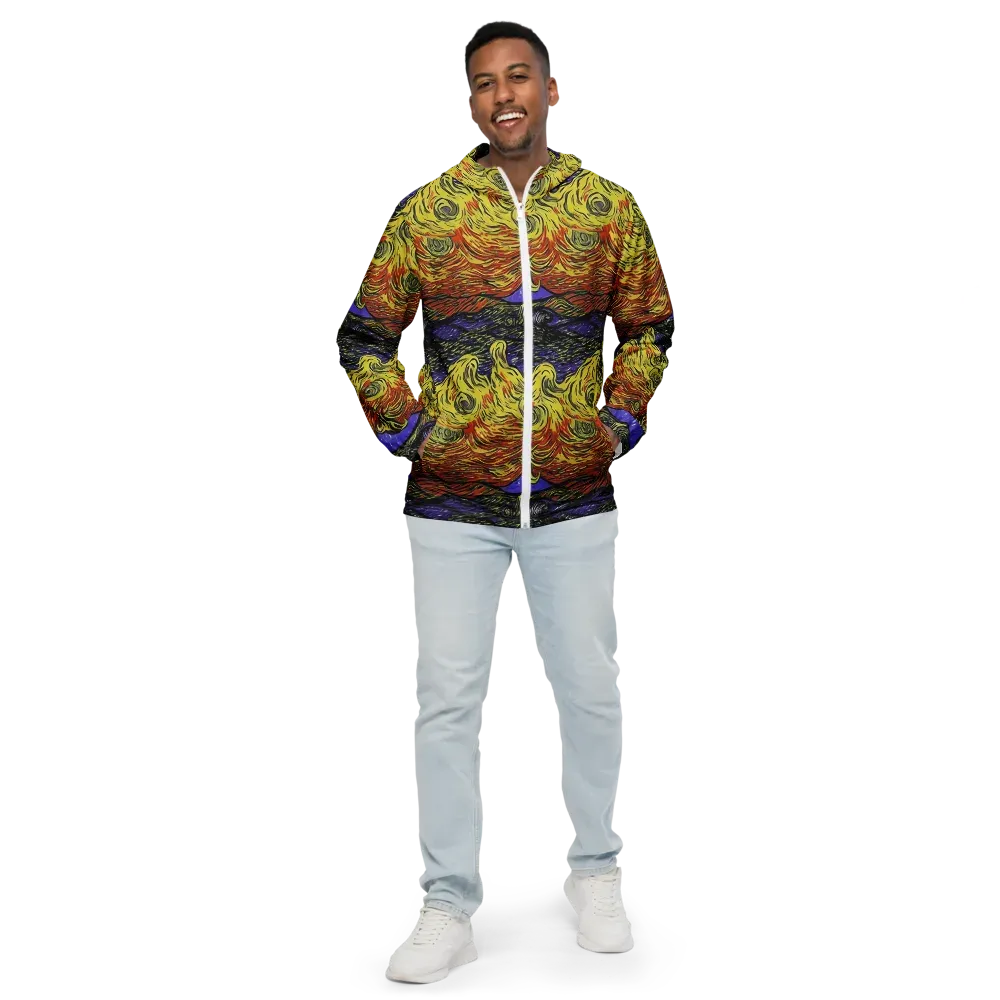 Dancing Solar Flare on Men's Windbreaker — Front