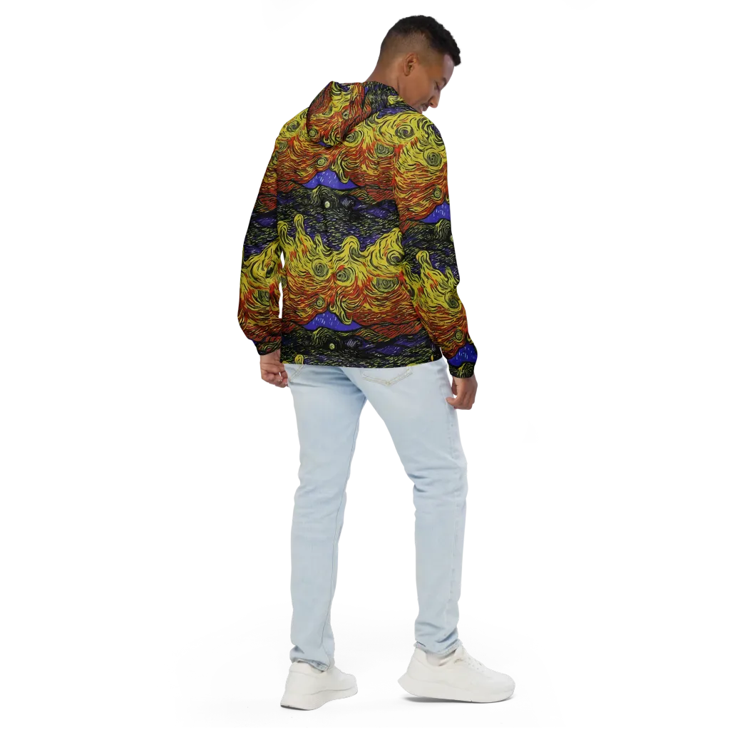 Dancing Solar Flare on Men's Windbreaker — Back