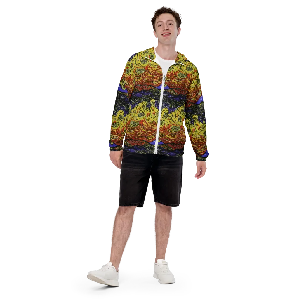 Dancing Solar Flare on Men's Windbreaker — Front