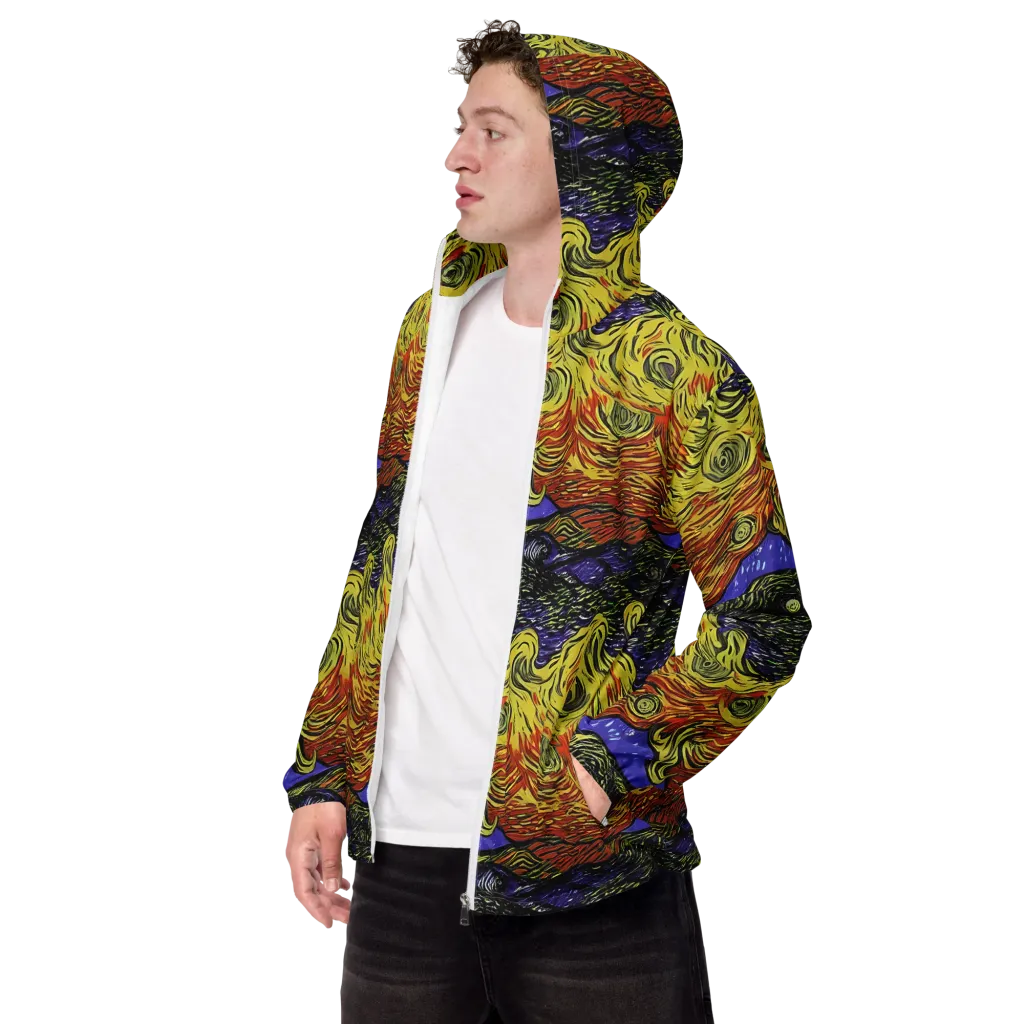 Dancing Solar Flare on Men's Windbreaker — Left Front
