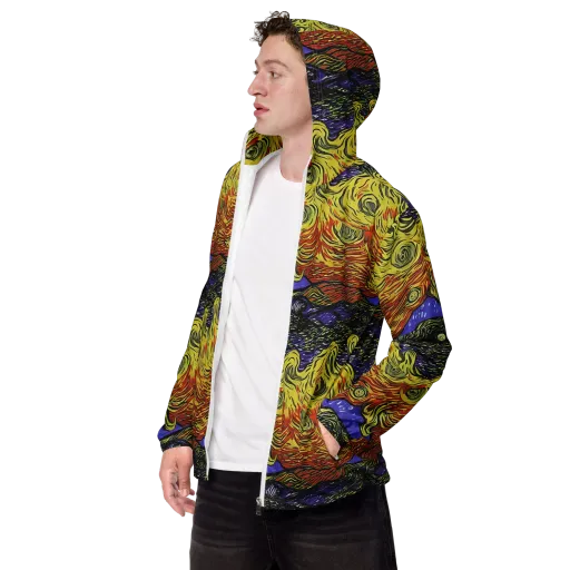 Dancing Solar Flare on a Men's Windbreaker