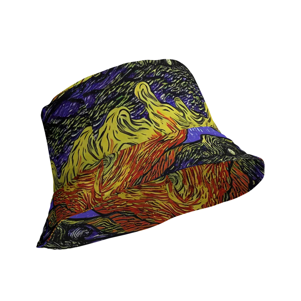 Dancing Solar Flare on Reversible Bucket Hat — Product details Outside