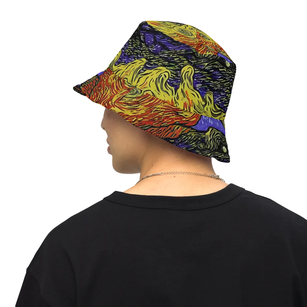 Dancing Solar Flare on Reversible Bucket Hat — Back Inside