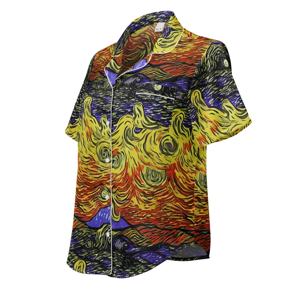 Dancing Solar Flare on Women's Short Sleeve Pajama Top — Left Front