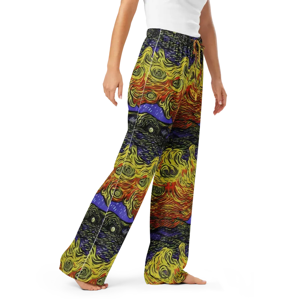 Dancing Solar Flare on Women's Pajama Pants — Right Front