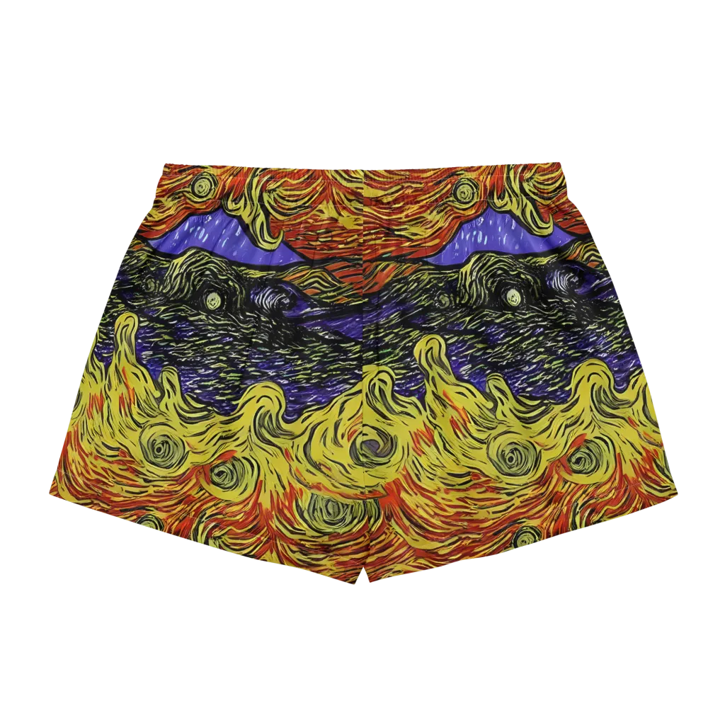 Dancing Solar Flare on Women's Pajama Shorts — Back