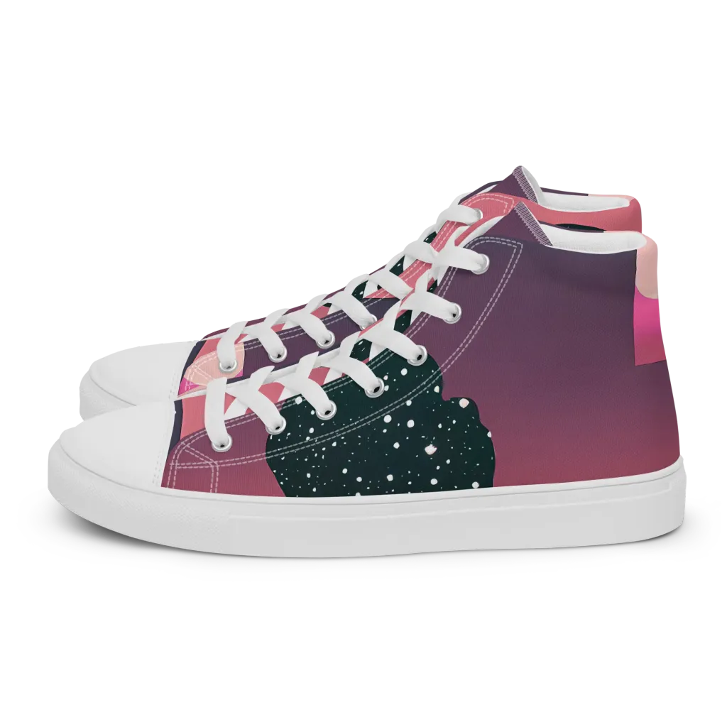Dreamscape Horizon on Men's High Top Canvas Shoes — Left