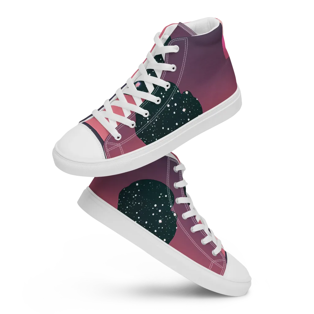 Dreamscape Horizon on Men's High Top Canvas Shoes — Front