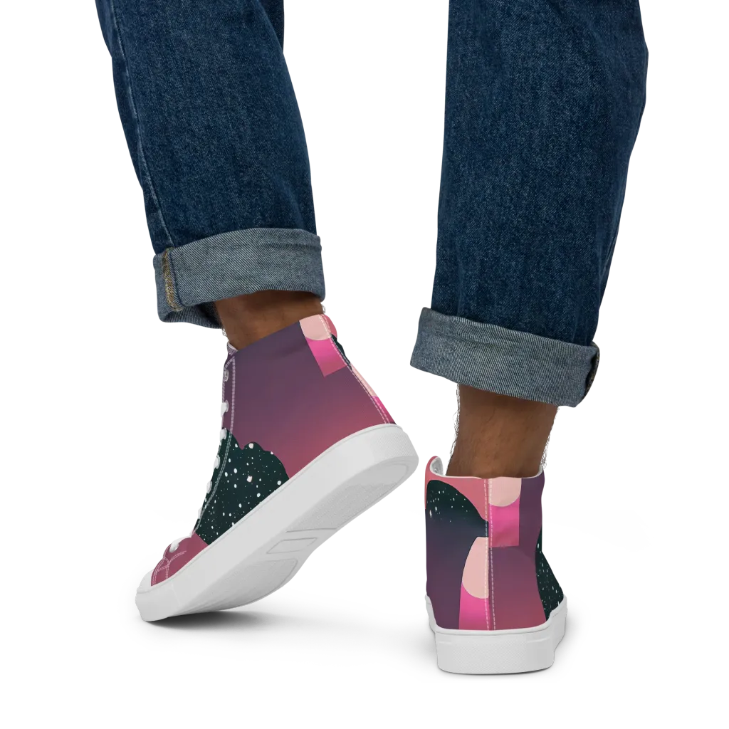 Dreamscape Horizon on Men's High Top Canvas Shoes — Back