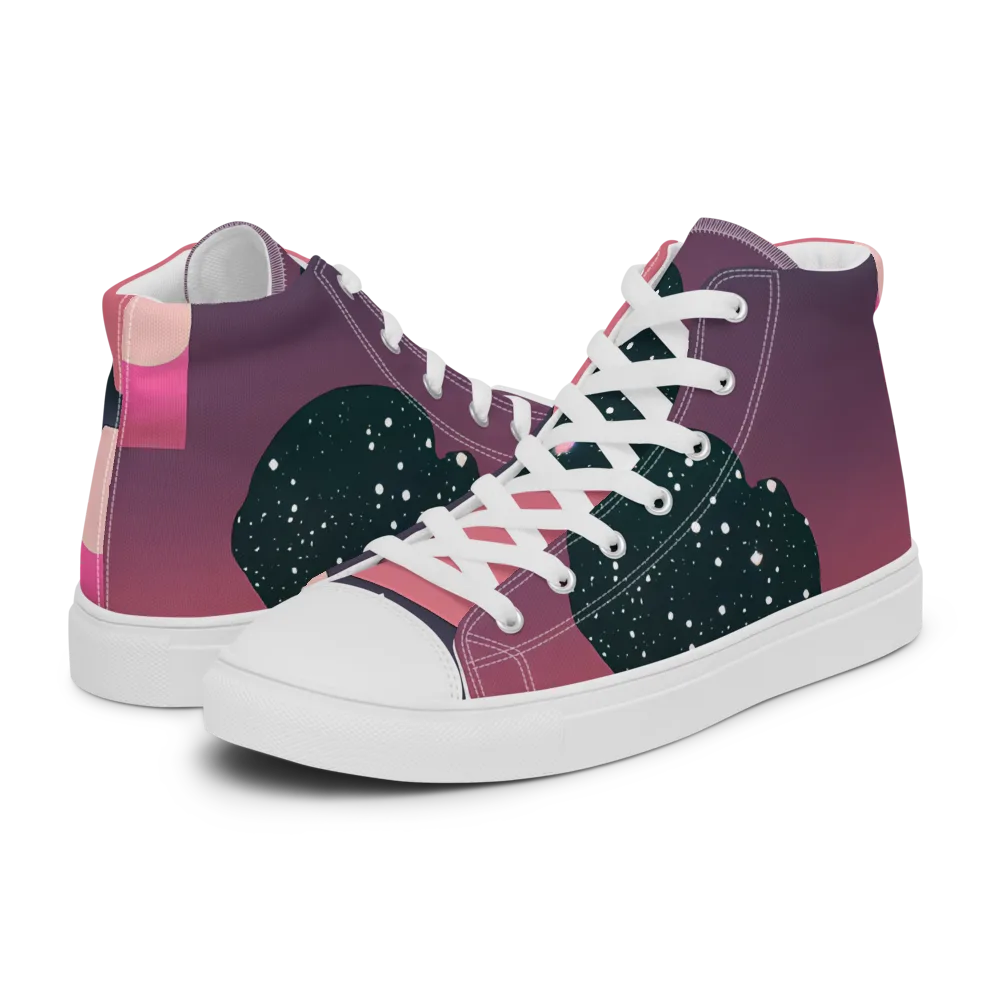 Dreamscape Horizon on Women's High Top Canvas Shoes — Left