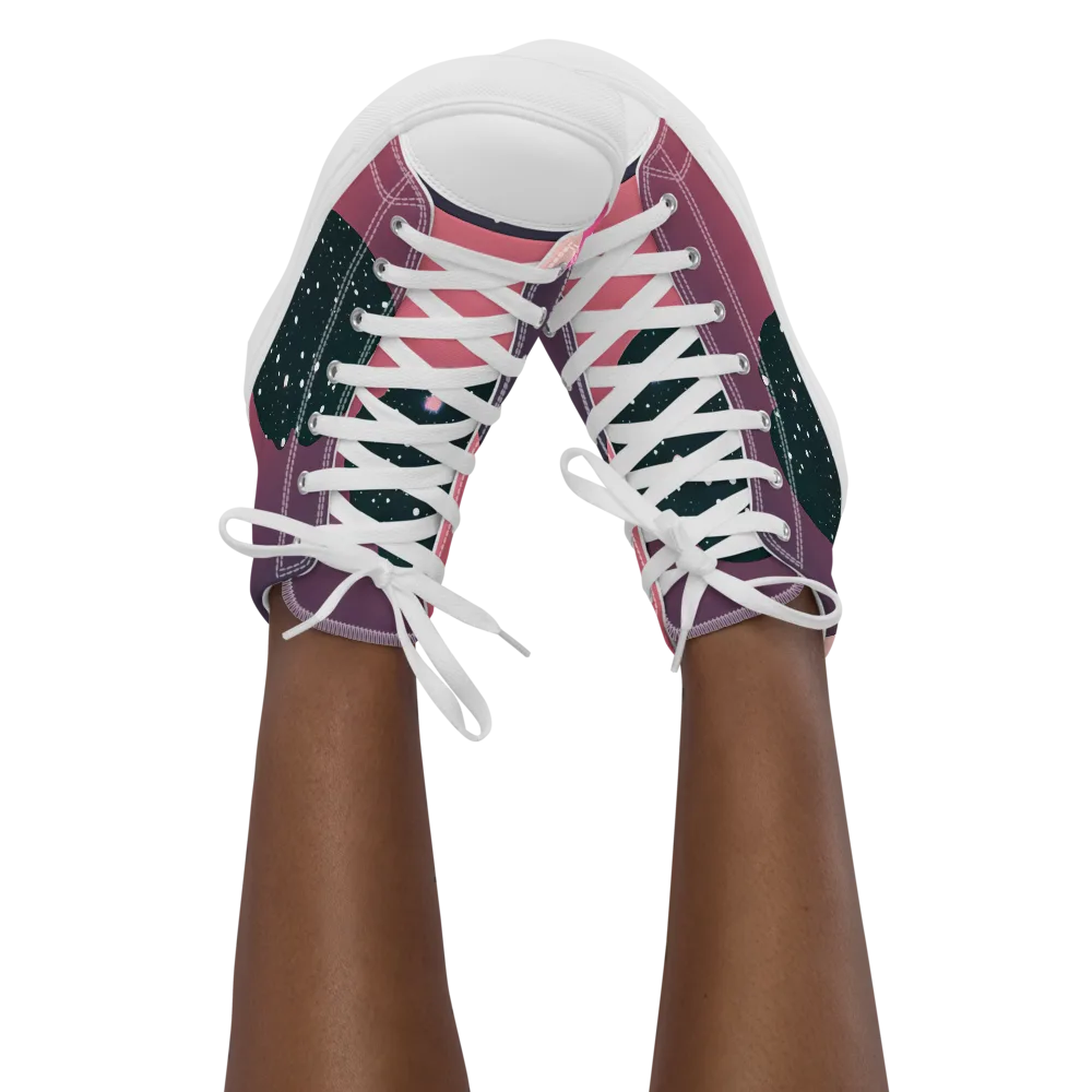 Dreamscape Horizon on Women's High Top Canvas Shoes — Front