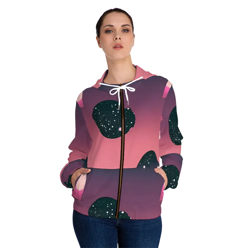 Dreamscape Horizon on Women's Full-Zip Hoodie — Front On Person