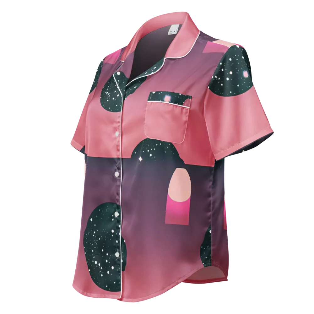 Dreamscape Horizon on Women's Short Sleeve Pajama Top — Left Front